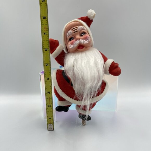 Vintage Flocked Velvet Dancing 8" Tall Santa Figure *MISSING STAND* - Picture 14 of 16